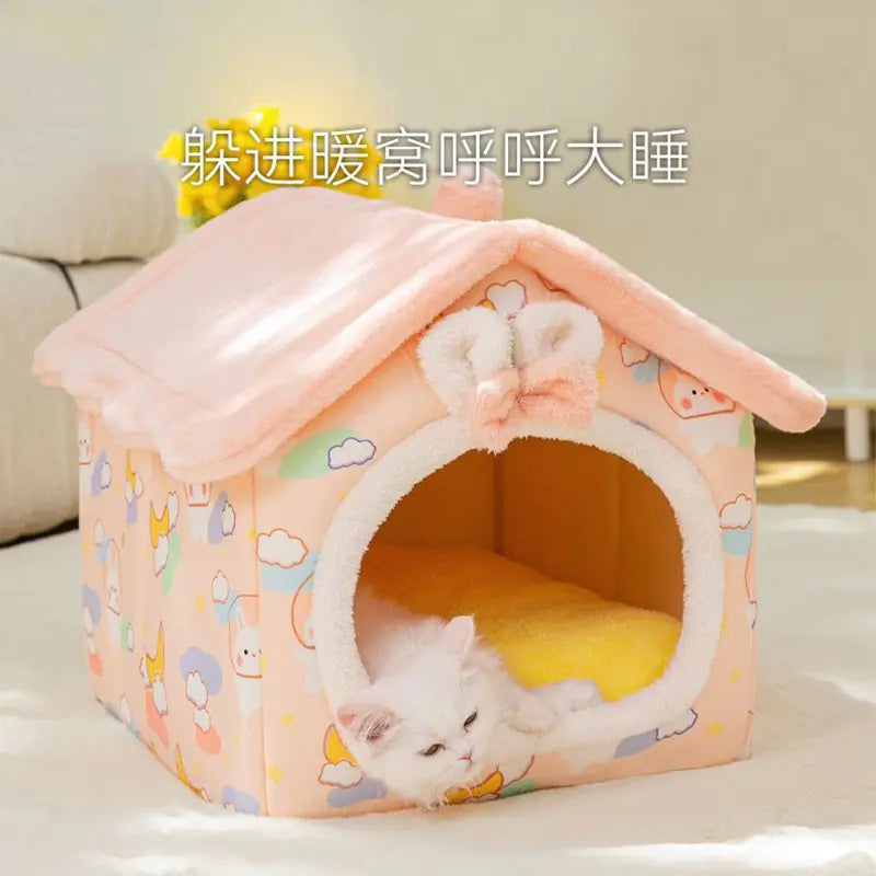 Warm House for Small Dogs and Cats, Removable Pet Bed